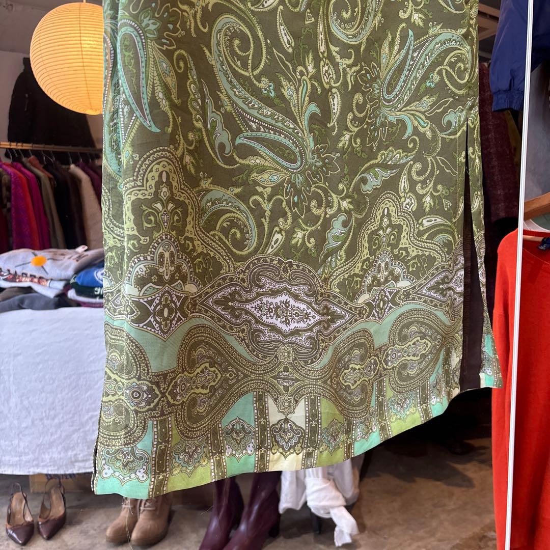 Italy製 paisley pattern long skirt