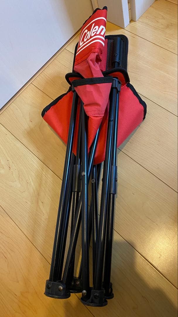 【美品】Colemanコンパクトクッションチェア レッド×ブラック4脚セット