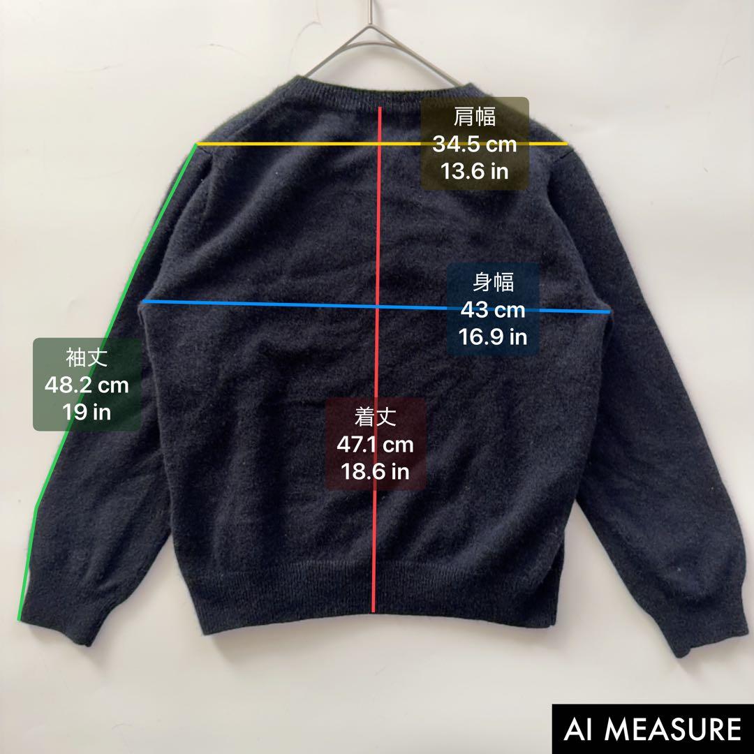 カシミヤ混✨️マーガレットハウエル クルーネックカーディガン 比翼ボタン Ⅱ 紺
