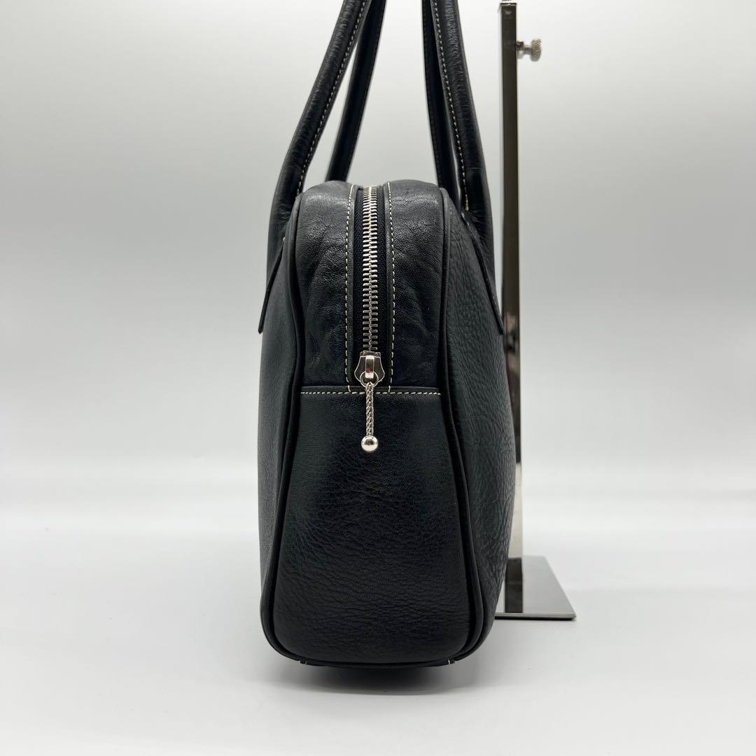 極美品✨アニエスベー　ミニボストンバッグ　シボ革　ブラック　ドーム型　肩掛け可