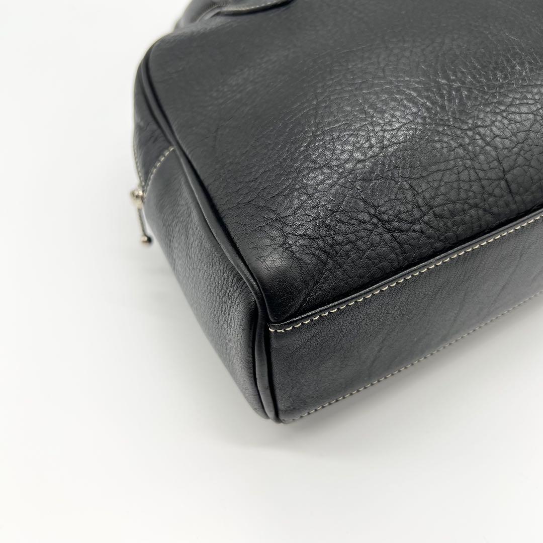 極美品✨アニエスベー　ミニボストンバッグ　シボ革　ブラック　ドーム型　肩掛け可