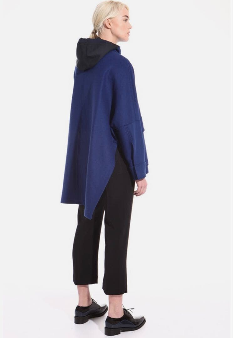 極美品✨️スポーツマックス　バージンウール　カシミア　フードコート　ブルー　40