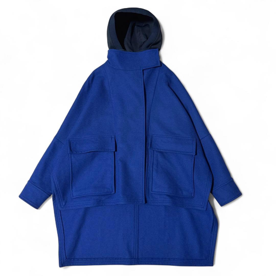 極美品✨️スポーツマックス　バージンウール　カシミア　フードコート　ブルー　40
