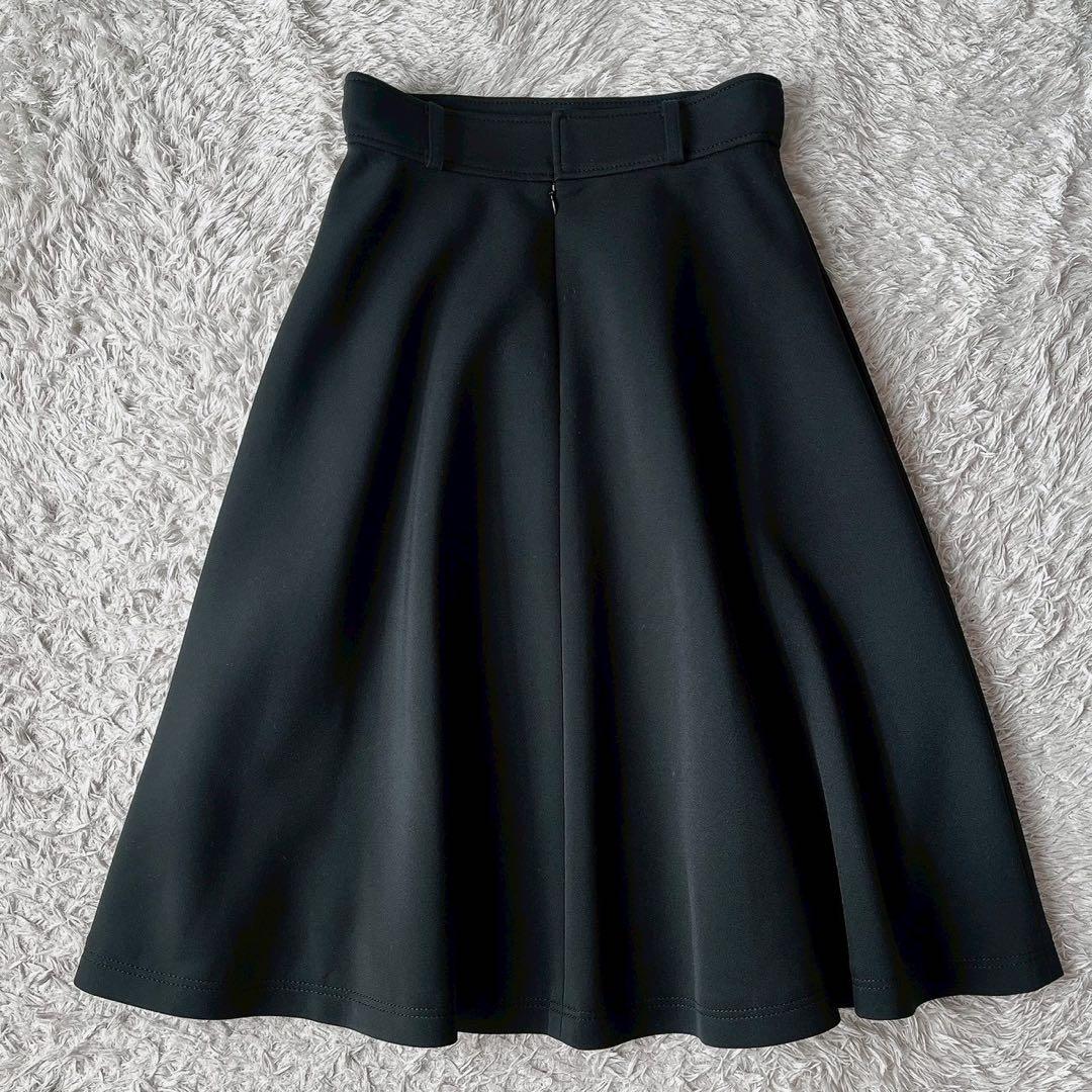 【美品】エムズグレイシー フレアスカート ミモレ丈ストレッチ素材 黒21年モデル