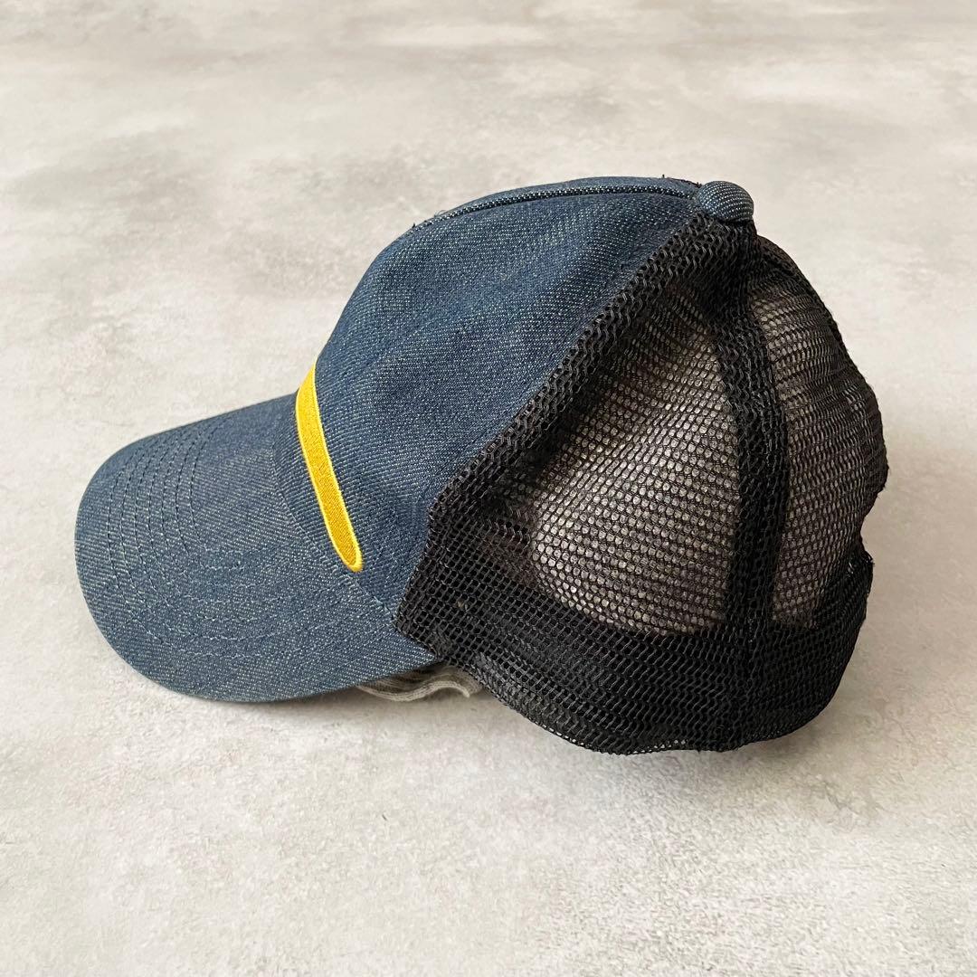 EVISU デニムキャップ カモメ刺繍 イエロー インディゴ メッシュ エヴィス
