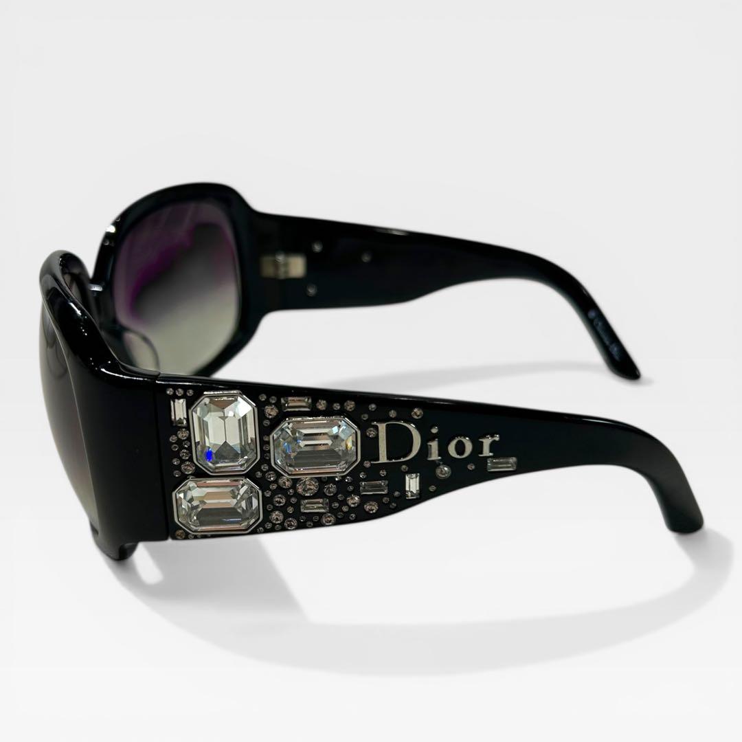 Christian Dior ラインストーン装飾 ビッグフレーム サングラス