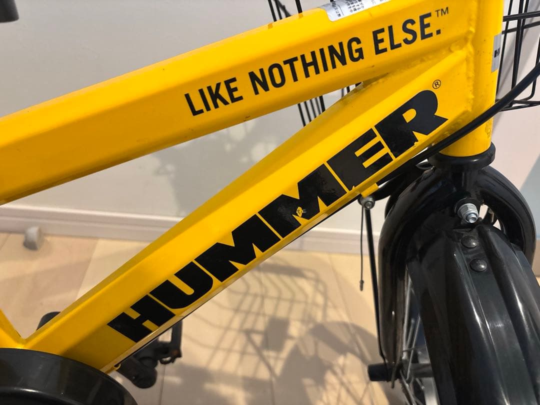 HUMMER 幼児用自転車 イエロー 前カゴ、補助輪付き