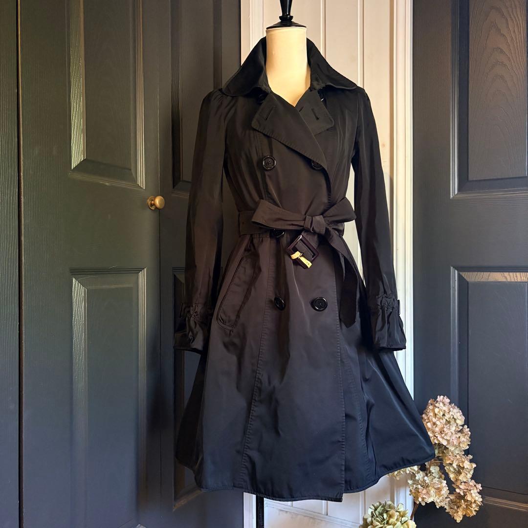 NO.7-158 EPOCA/Aライントレンチコート　ブラック×ストライプ40