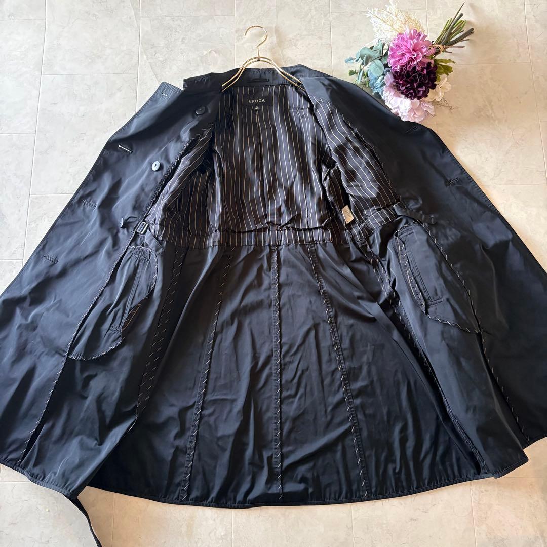 NO.7-158 EPOCA/Aライントレンチコート　ブラック×ストライプ40