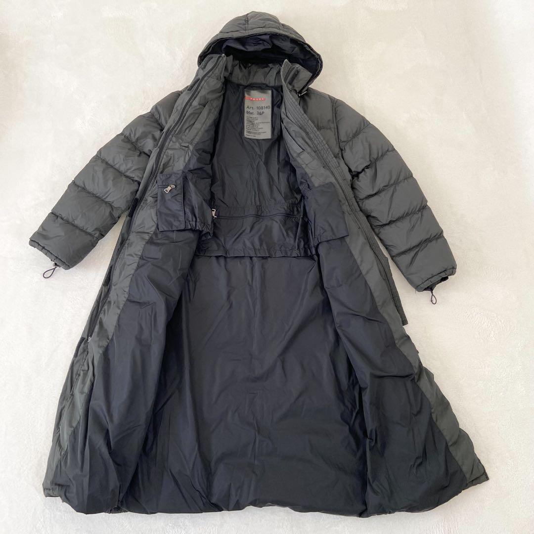 希少着丈118cm PRADA SPORTS ベンチコート　ダウン　黒 美品