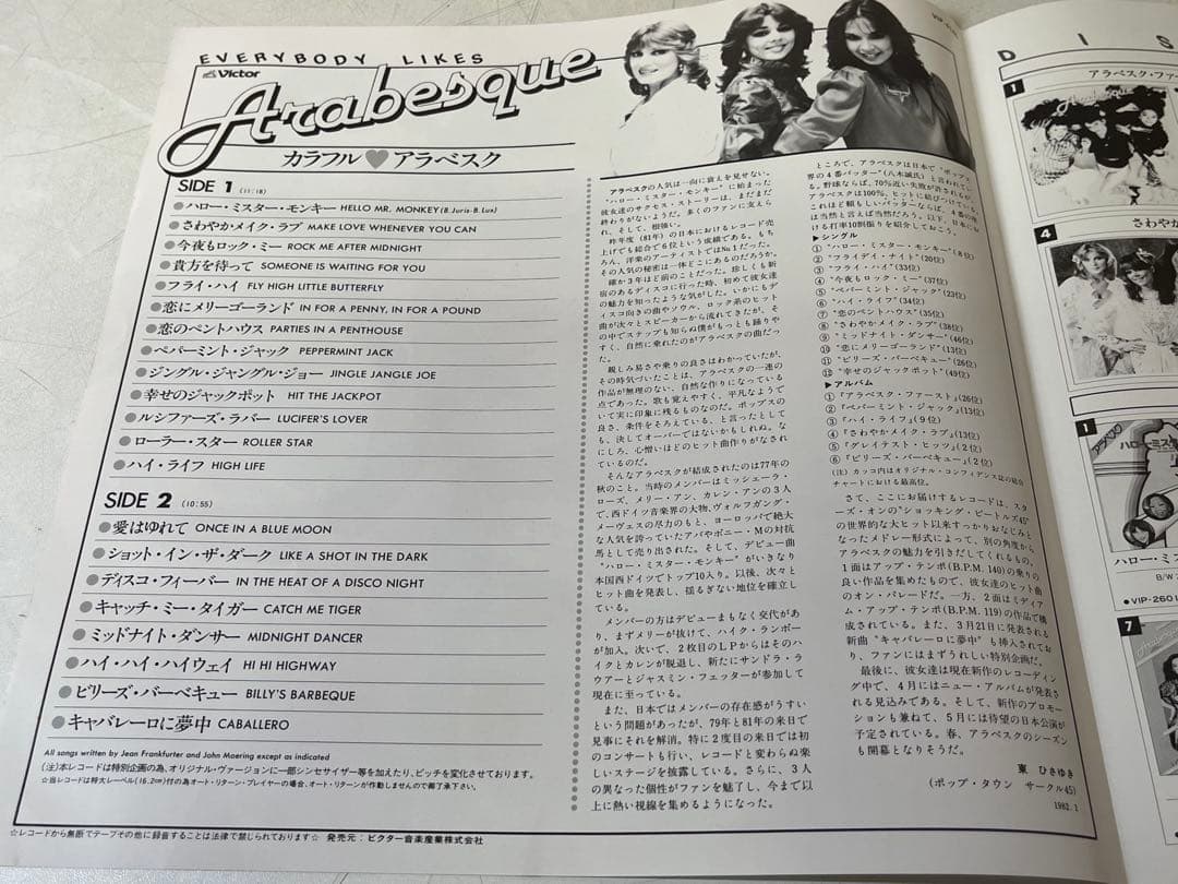 G824希少廃盤 赤盤 帯付 カラフル・アラベスク 1982年 21曲メドレー
