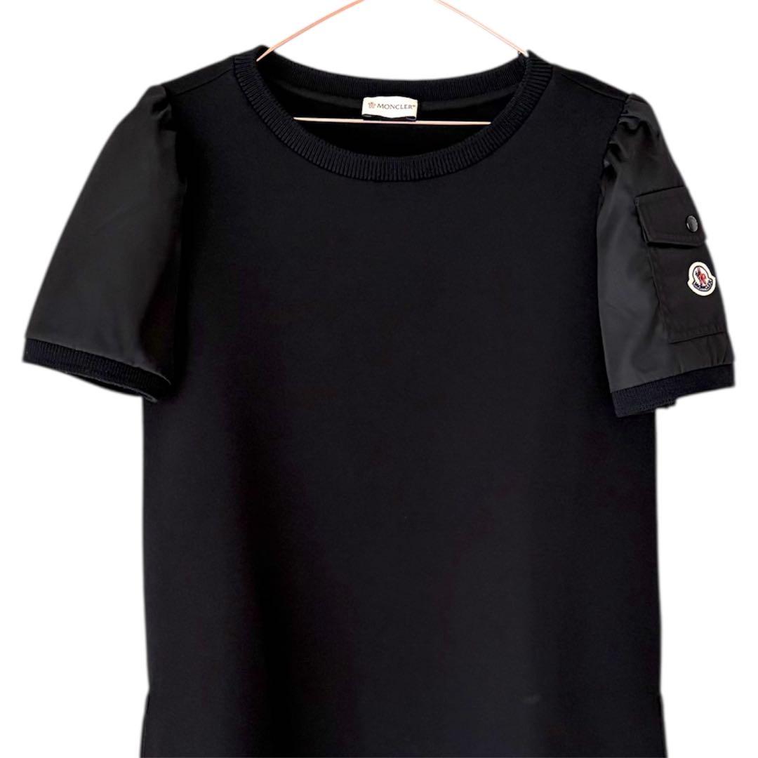 【める】MONCLER 半袖ワンピース フレア ジップ ブラック S
