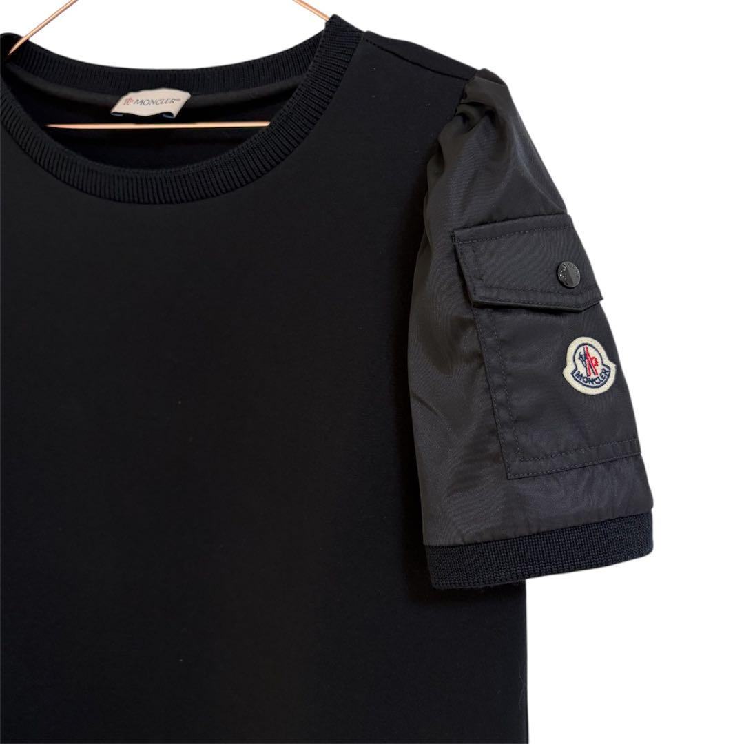 【める】MONCLER 半袖ワンピース フレア ジップ ブラック S