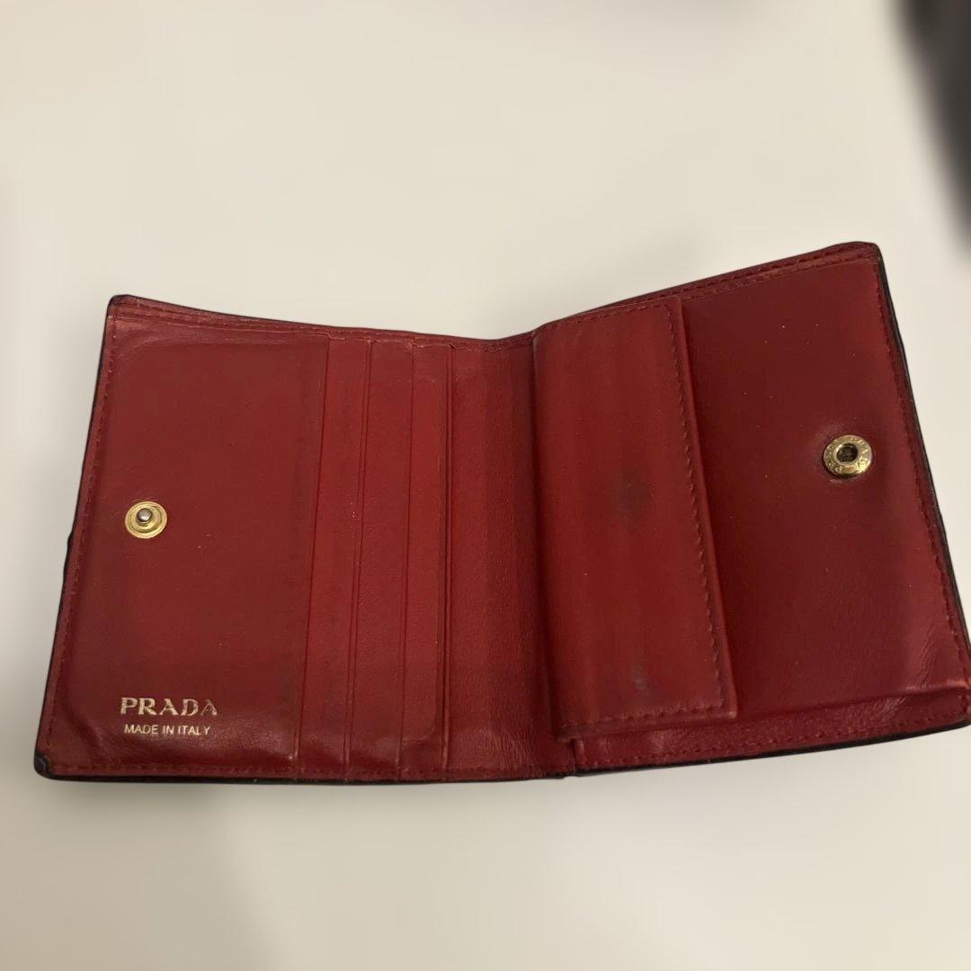 PRADA 二つ折り財布 黒　赤　バイカラー