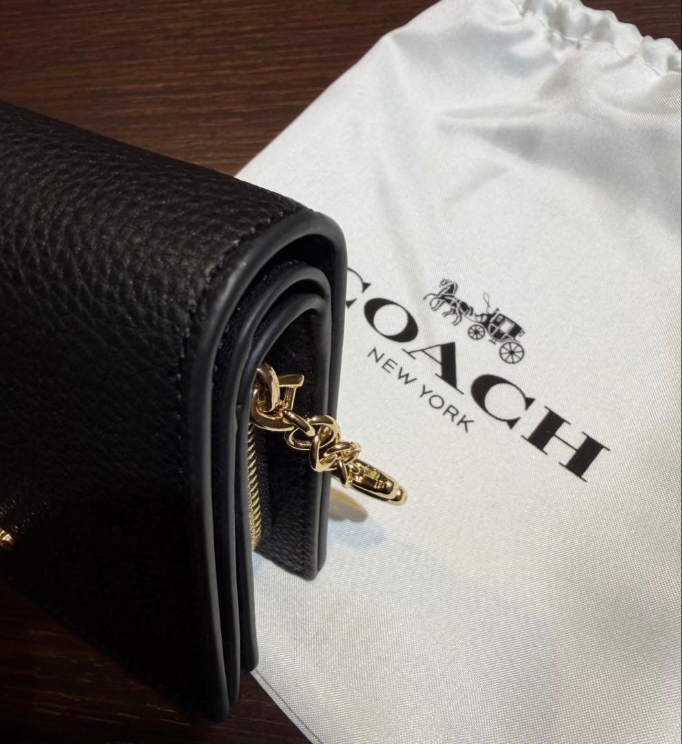 新品✳︎COACH ブラック 二つ折り財布 コーチウォレット