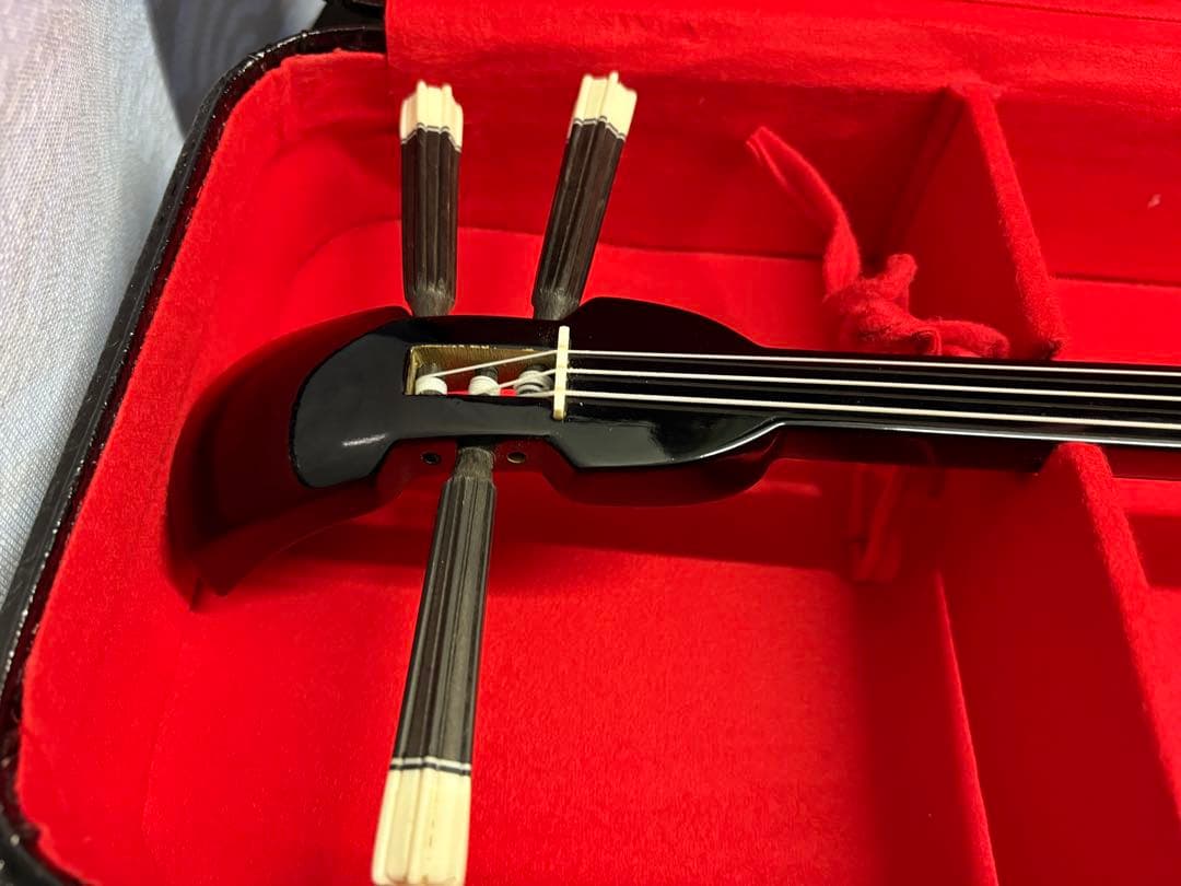 【中古】沖縄三線　本皮一枚張り　真壁型三線　ハードケース付き　メンテナンス済み