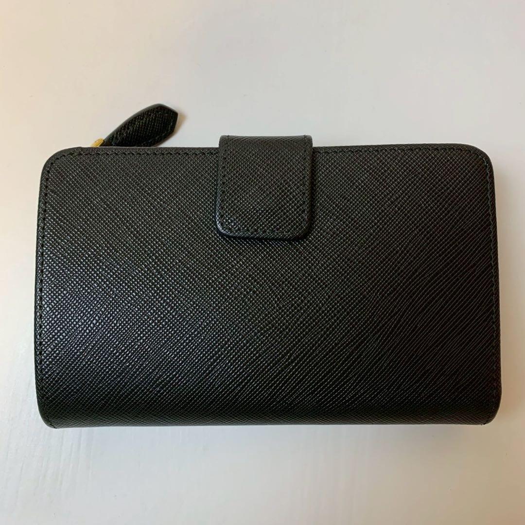 【未使用級】 PRADA プラダ 折り財布 二つ折り ブラック 黒色