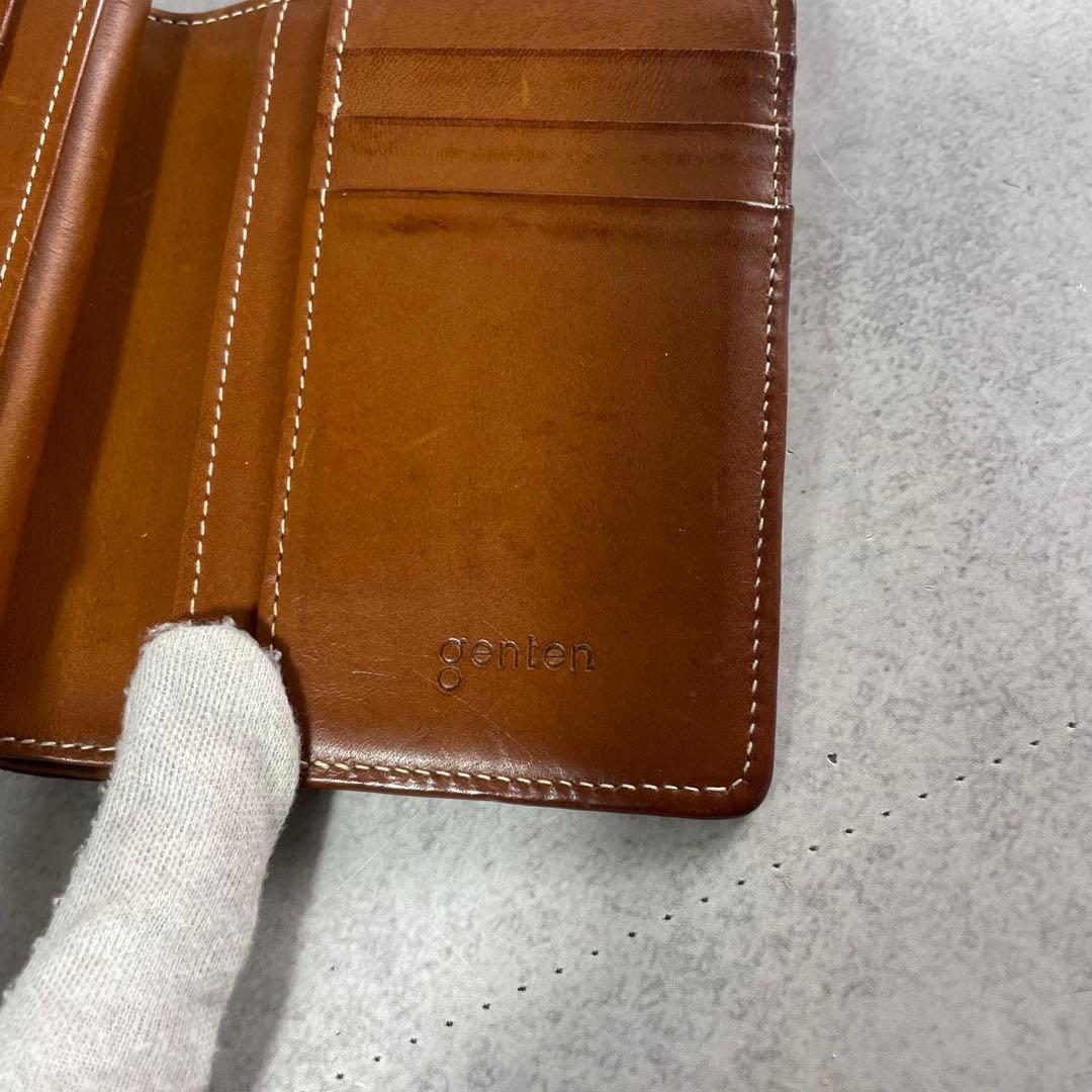 入手困難✨ ゲンテン genten 折財布 カットワーク レザー 本革 ブラウン