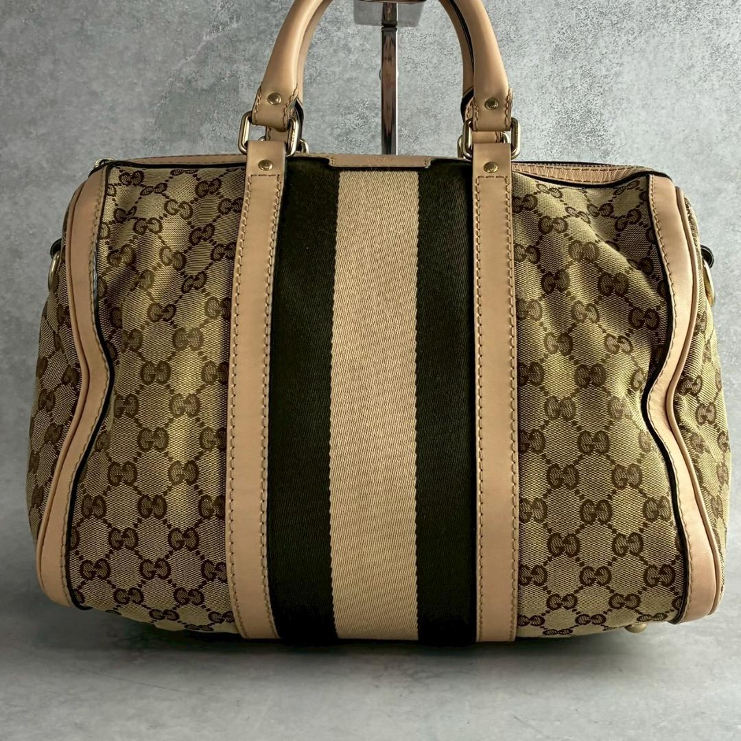 GUCCI ボストンバッグ　GGキャンバス　シェリーライン　2way
