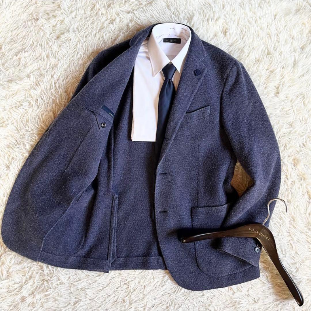 <美品> LARDINI ネイビー 起毛ウールジャケット サイズ48