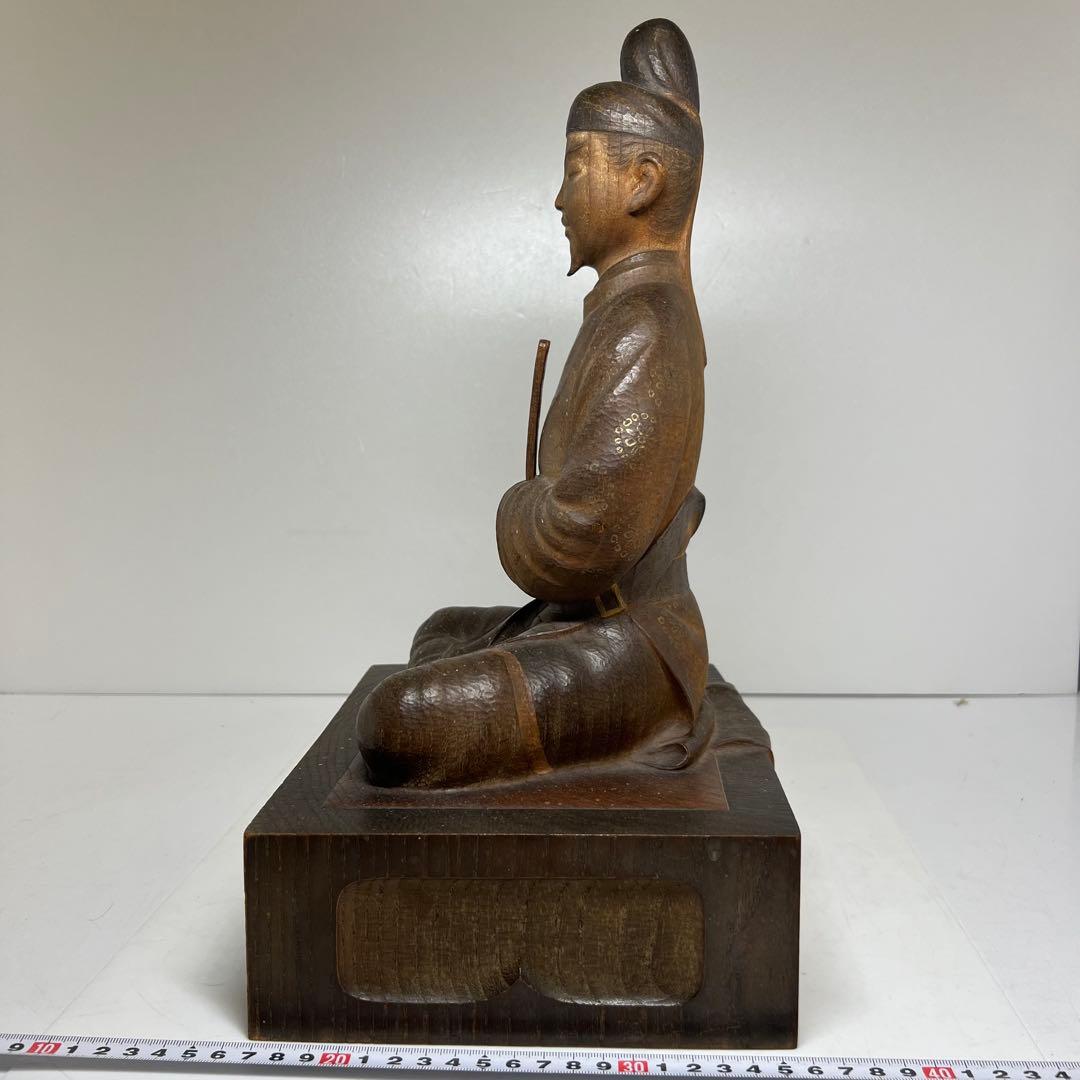 内藤伸作 木彫聖徳太子 彩色「精進」 共箱 東キ8-0315☆2F チヒオト