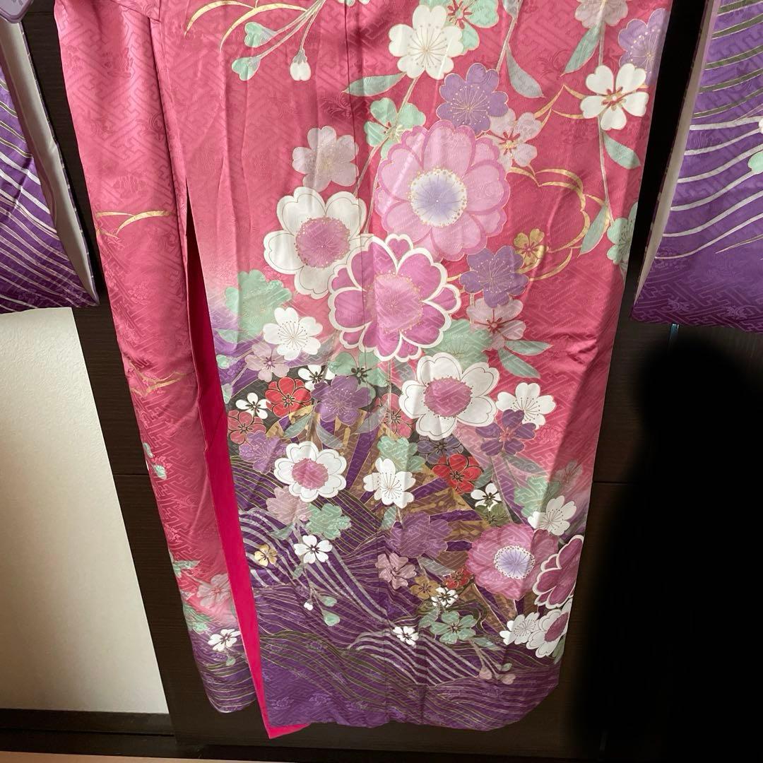振袖　ピンク　枝垂れ桜　正絹　振袖単品