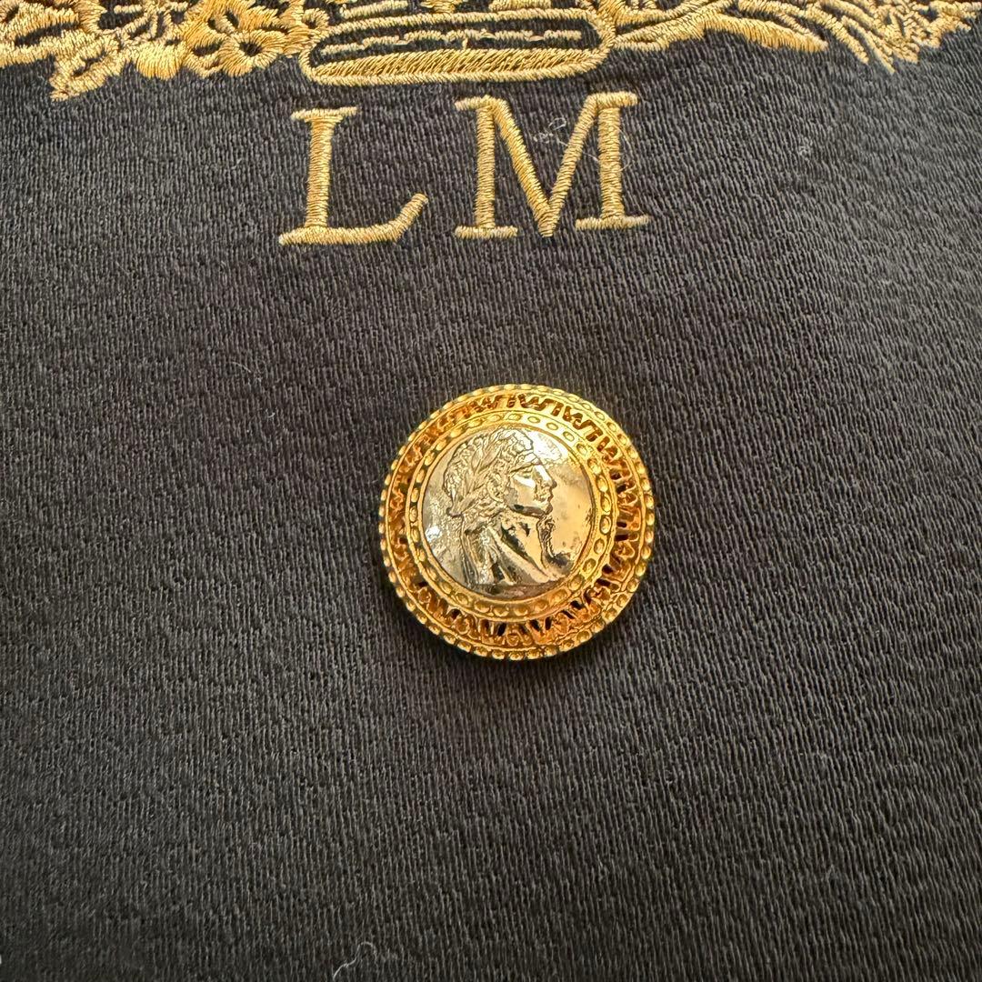 ルナマティーノ テーラードジャケット ダブル 刺繍 ロゴ 金ボタン Mサイズ 黒