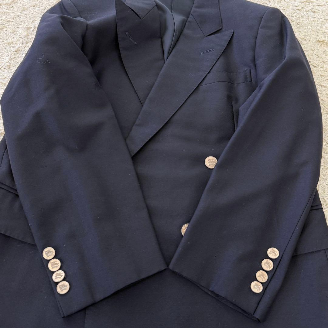 Burberry 金ボタン ウール モヘヤ ダブル 紺ブレ ジャケット