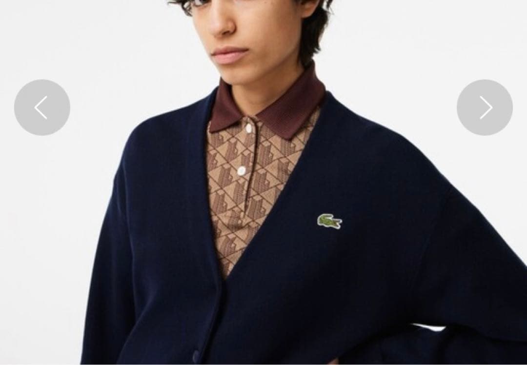 極美品 LACOSTE ラコステ オーガニックコットンニットカーディガン 36