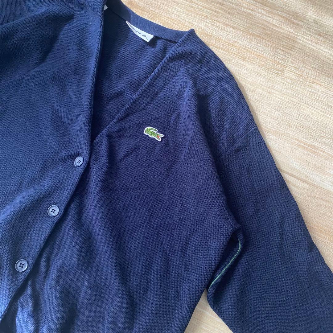 極美品 LACOSTE ラコステ オーガニックコットンニットカーディガン 36
