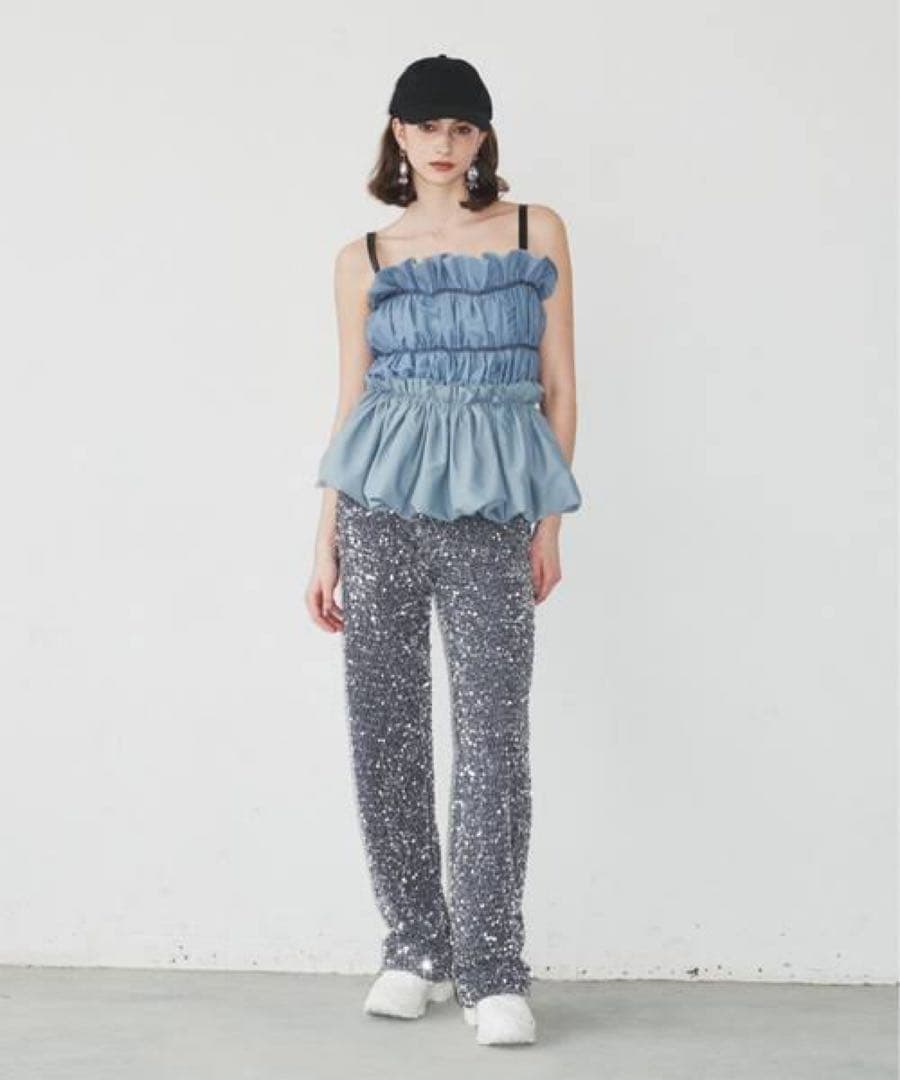 la belle Etude BACKリボンペプラムバルーンTOPS ブルー