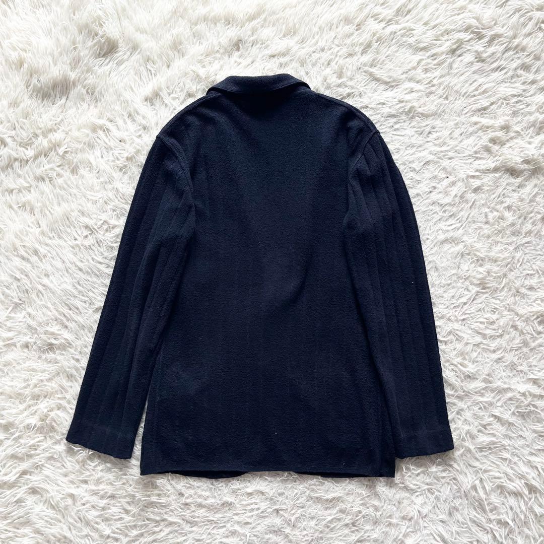 <美品>LARDINI ネイビー ウール ニット ジャケット　サイズM相当