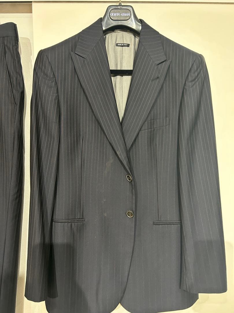 Armani ストライプ スーツジャケット ダークグレー