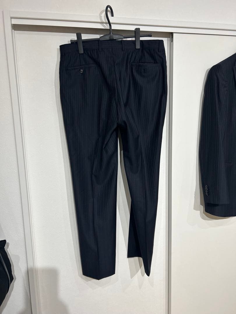 Armani ストライプ スーツジャケット ダークグレー