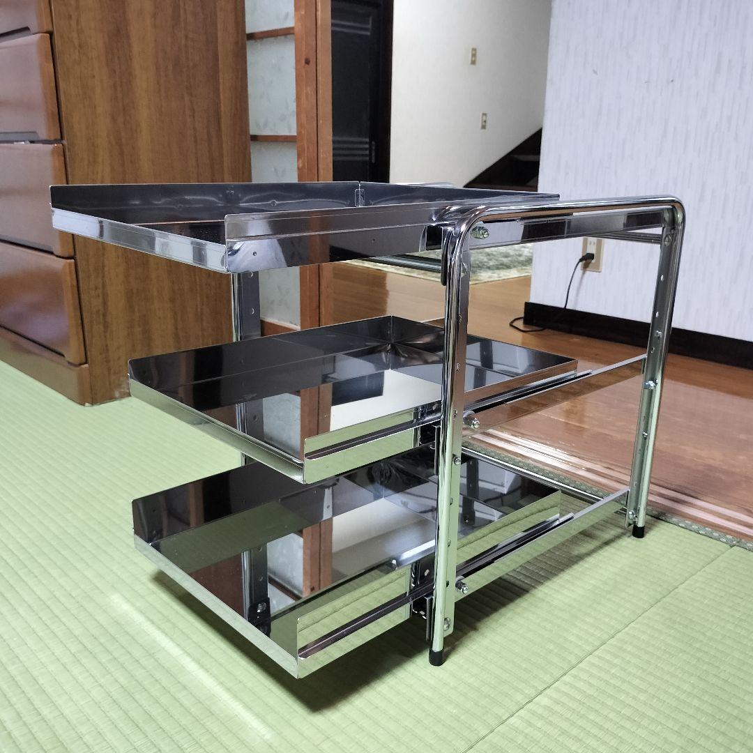 【川口工器】シンク下スライドラック3段　35センチ幅