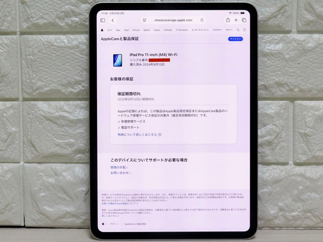 M4 iPadPro 11インチ　Wi-Fi 256GBシルバーMVV93J/A