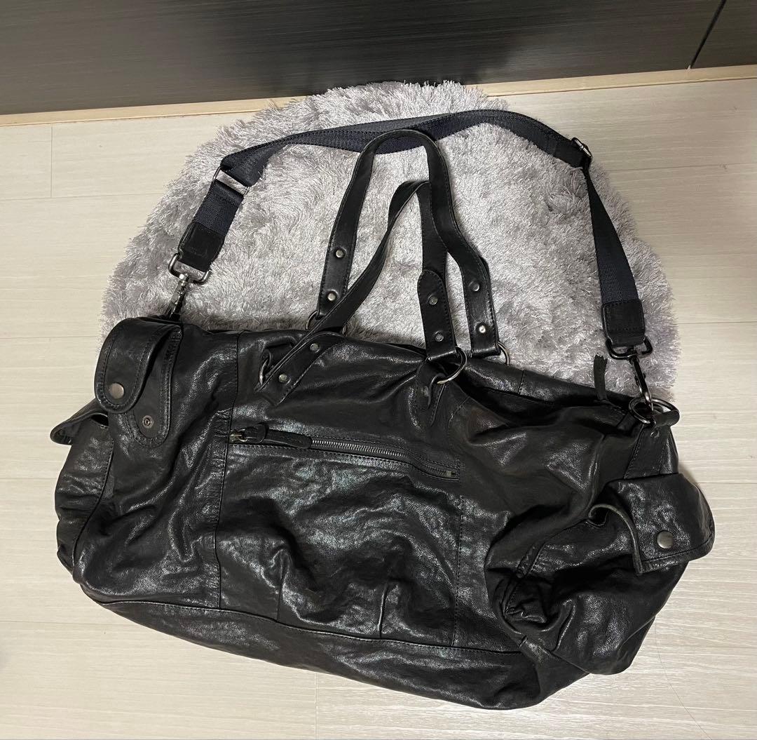 Isola D'Ischia ブラック ドラムバッグ　革製品