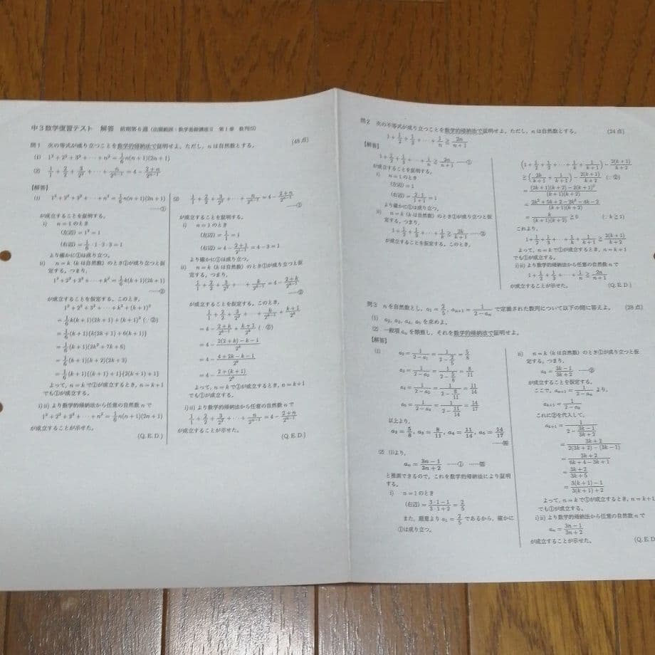 鉄緑会 数学 中3 復習テスト 問題解答解説 間違い直しプリント