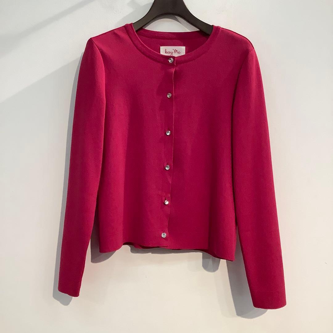 ⭐️美品Kay me 【清涼ニット】新潟産クルーネックカーディガン　ピンク