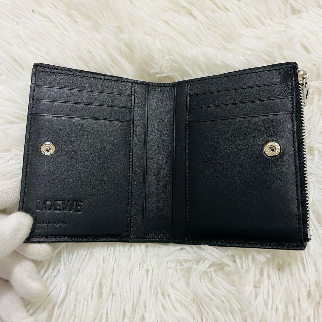 未使用級✨付属完備✨LOEWE 二つ折り財布 アナグラム レザー ブラック