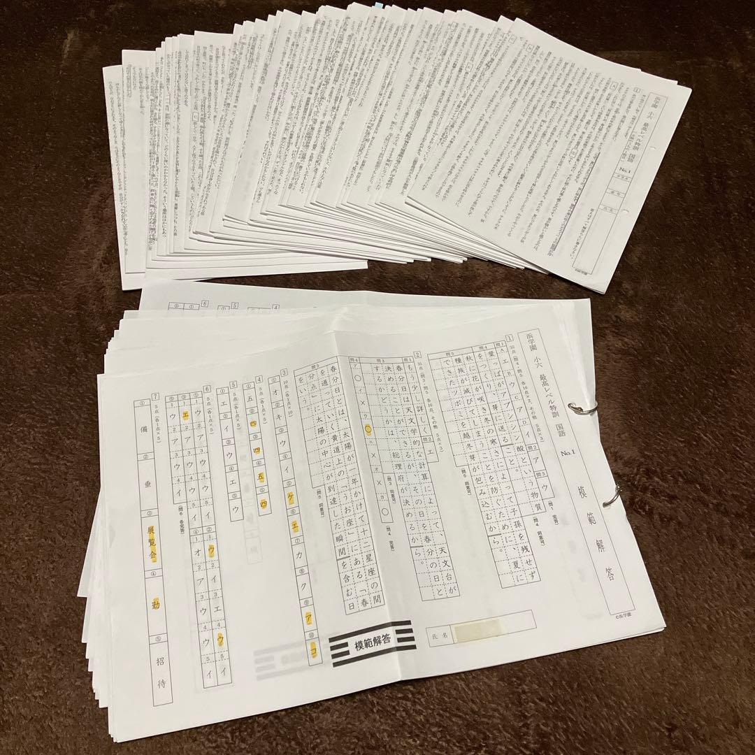 浜学園 小6国語 最高レベル特訓 講義全8冊＋復習テストNo.1〜40一部欠あり