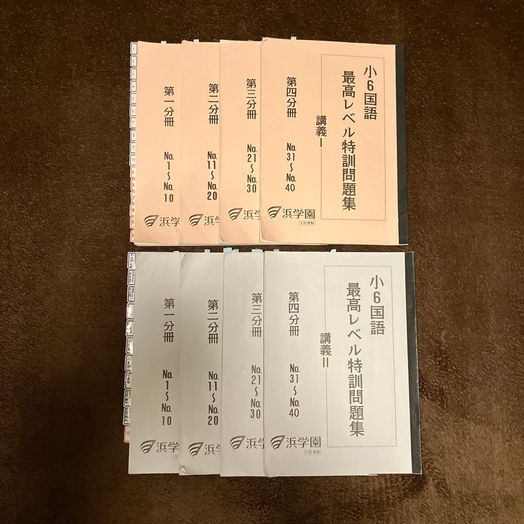 浜学園 小6国語 最高レベル特訓 講義全8冊＋復習テストNo.1〜40一部欠あり