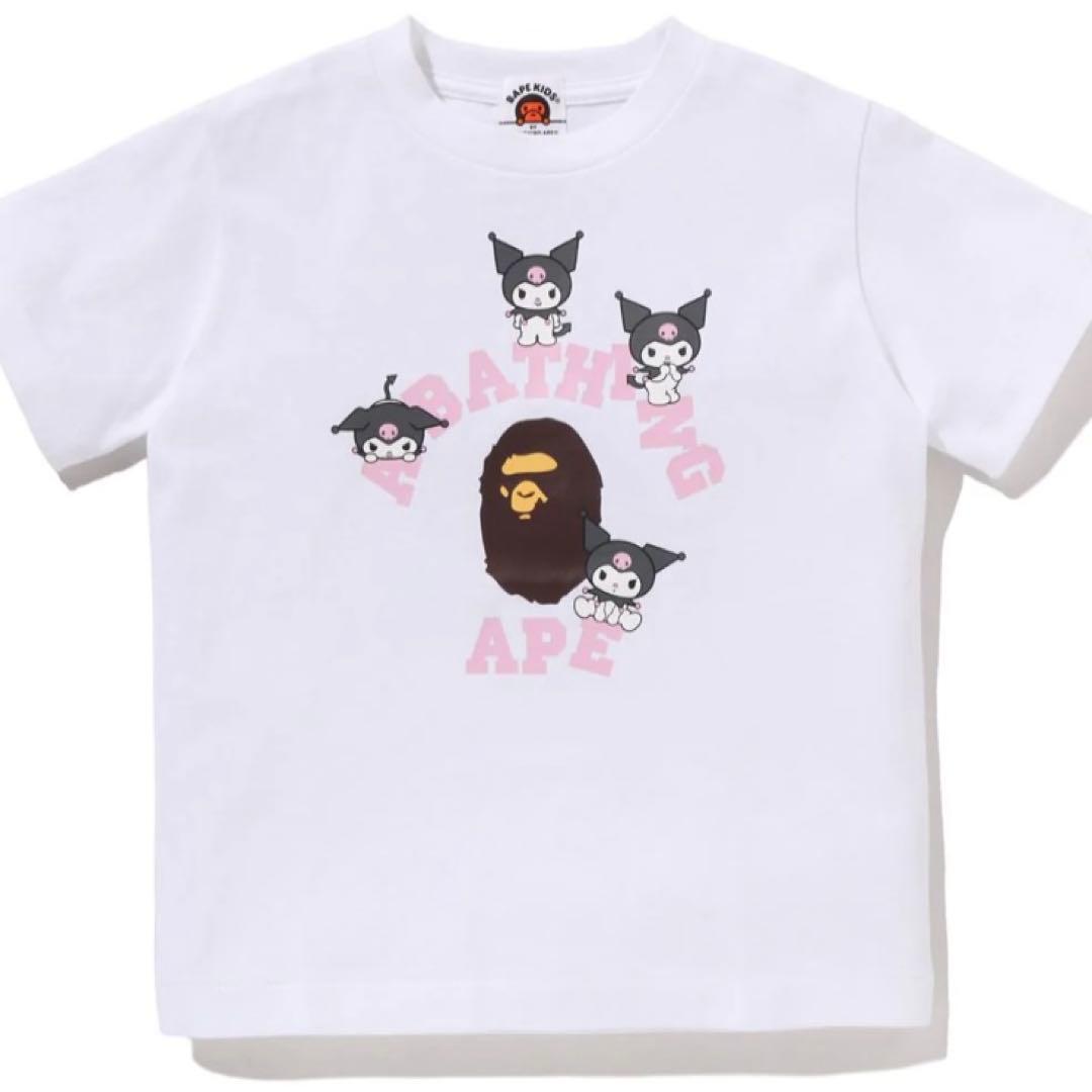 トップス A BATHING APE KUROMI Kids CollegeMiniTee