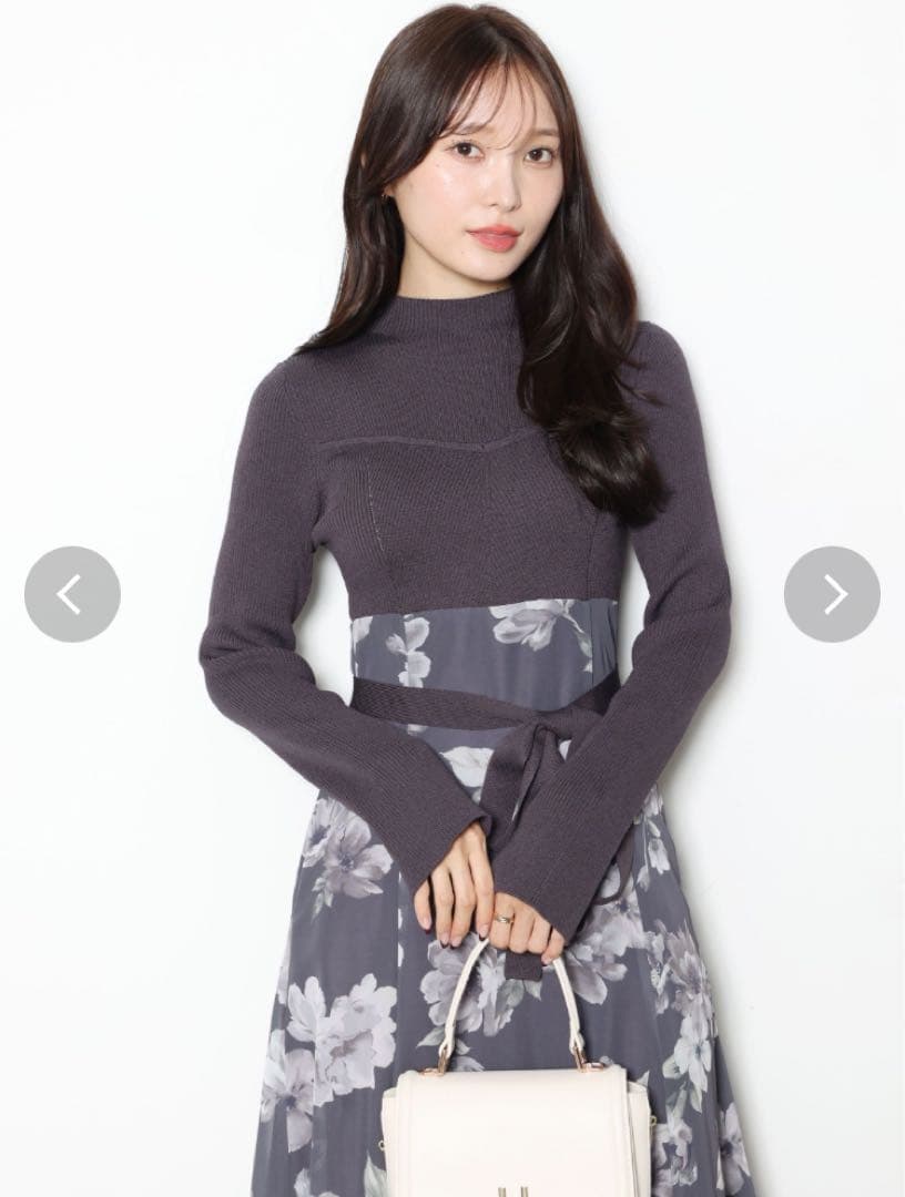 【完売商品】フラワードッキングロングスリーブワンピース