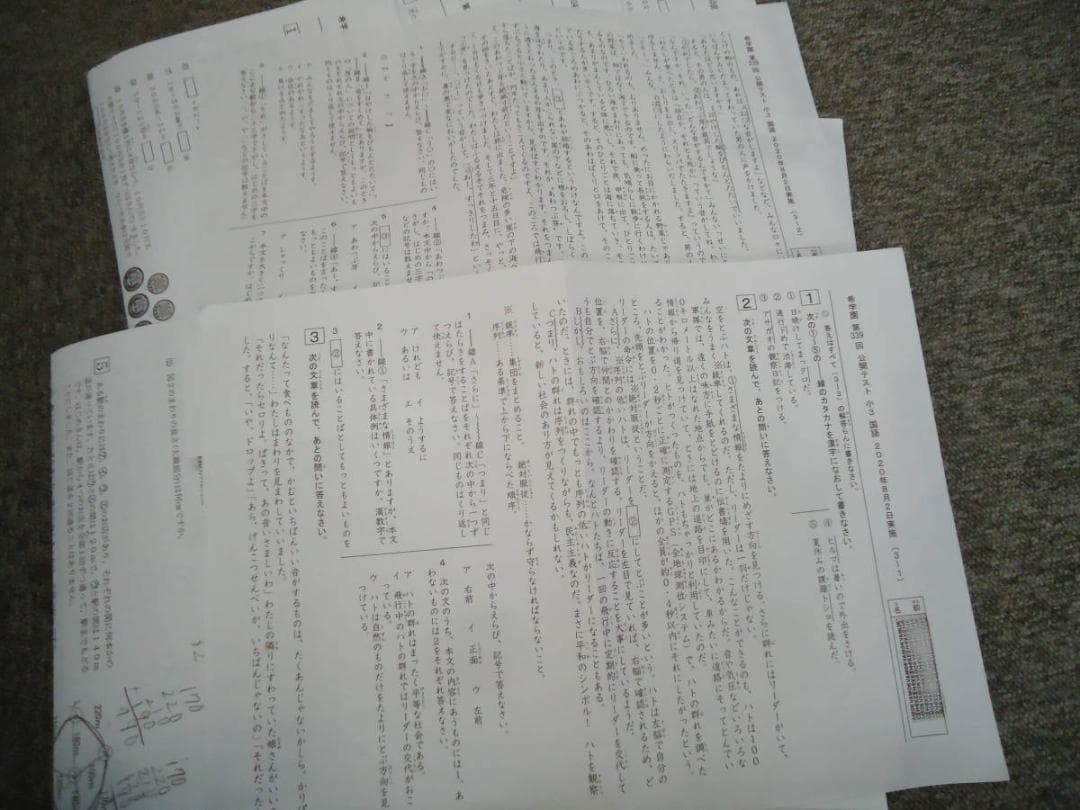 希学園　　小3/3年　　公開テスト　9回（国算）　2020年度使用版