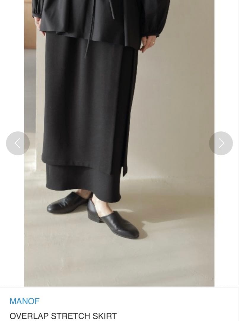 マノフ　MANOF OVERLAP STRETCH SKIRT　ブラック