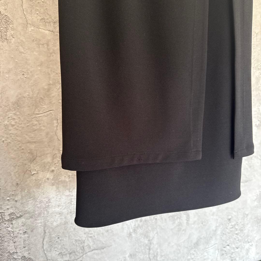 マノフ　MANOF OVERLAP STRETCH SKIRT　ブラック