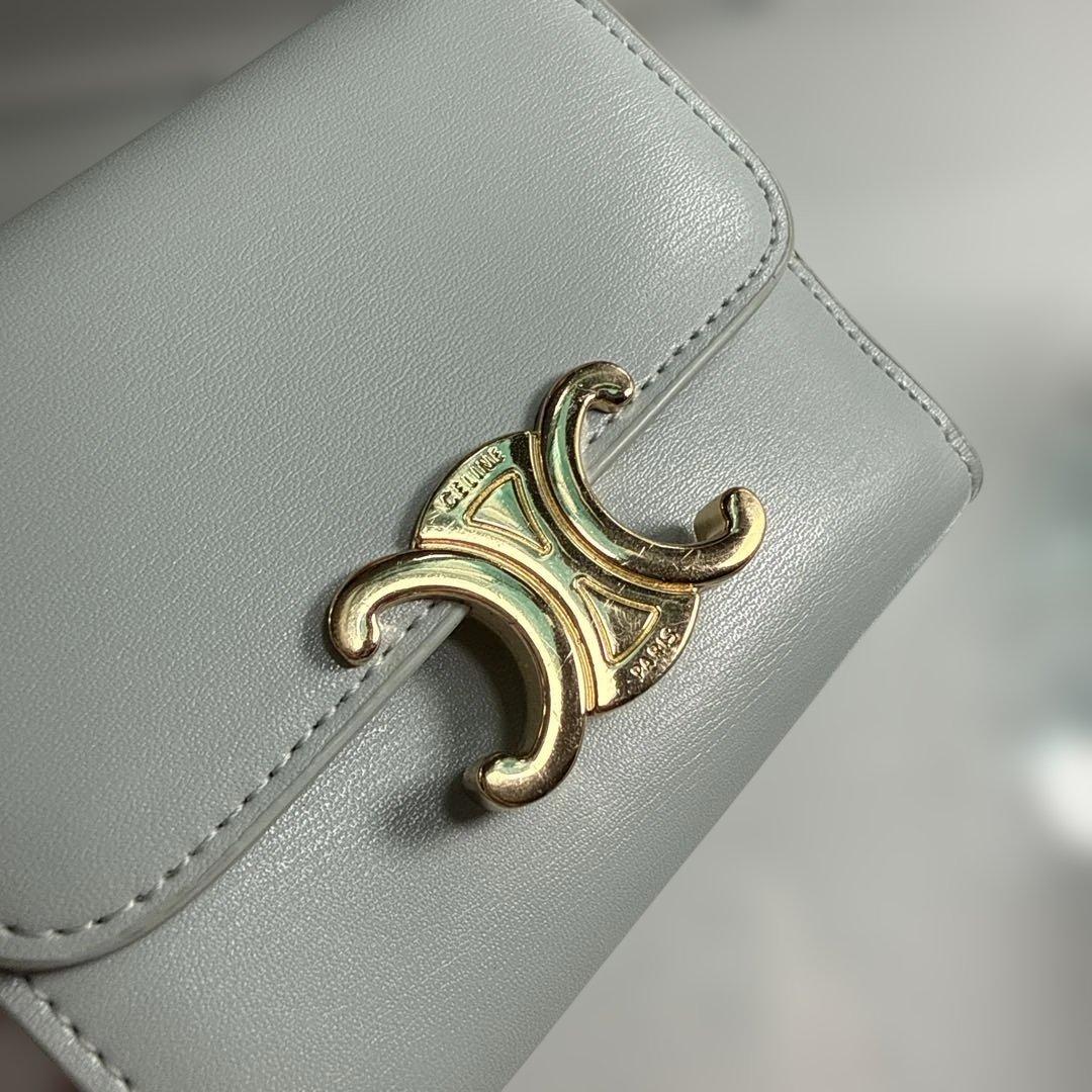 CELINE トリオンフ 入れ付き コンパクトウォレット　ブルー