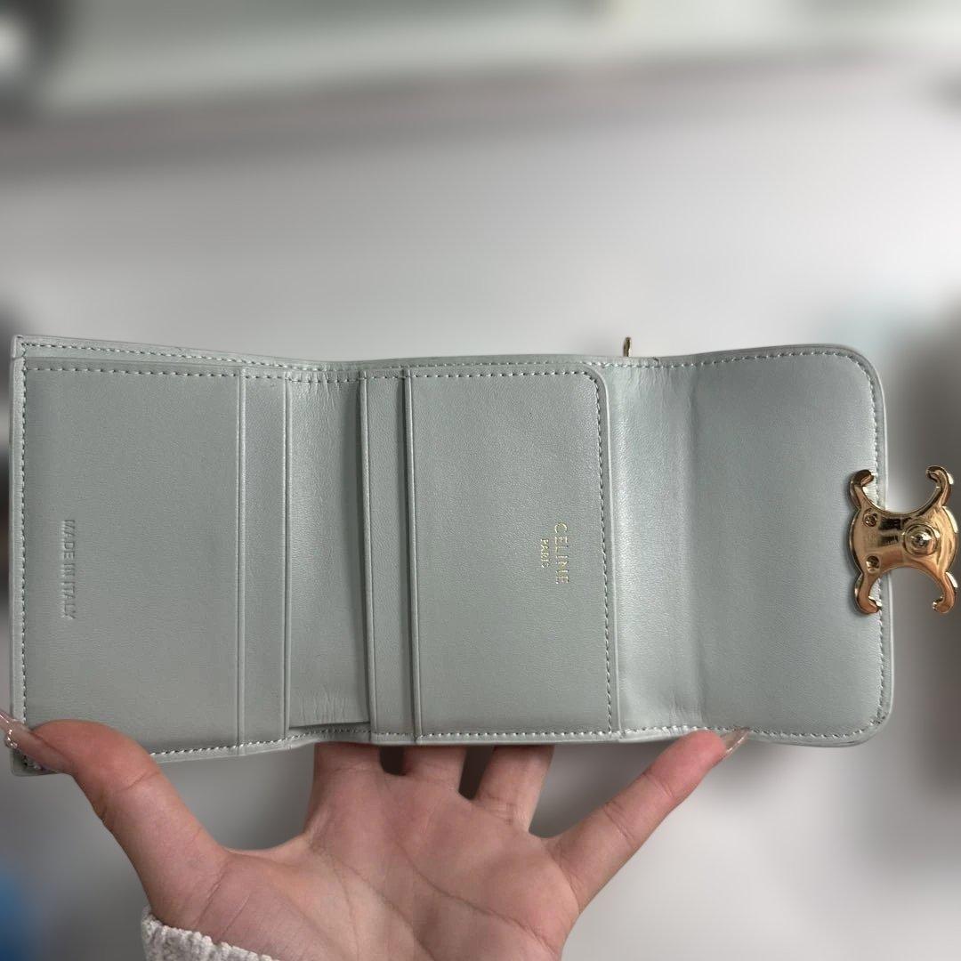 CELINE トリオンフ 入れ付き コンパクトウォレット　ブルー