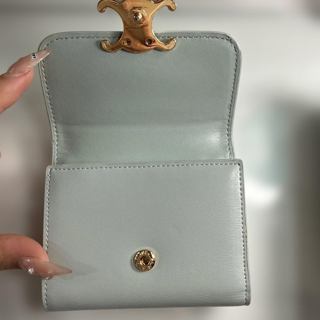 CELINE トリオンフ 入れ付き コンパクトウォレット　ブルー